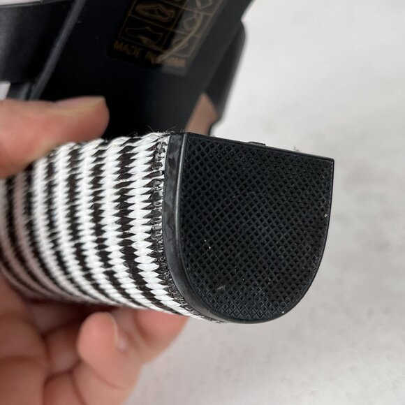 MODERN RUSH Black/White Striped Block Heel Ankle Strap Heels Sz 9 - Picture 8 of 8